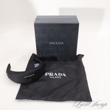 Prada Re-Nylon Solid Black Oversized Round Sn...