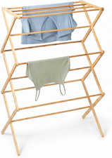 Collapsible Bamboo Drying Rack   Sturdy  Foldable Laundry Drying Rack, Space-Sa