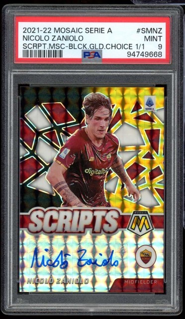 Nicolo Zaniolo Card 2021-22 Mosaic Scripts Black Gold Choice (1/1) #Smnz PSA 9