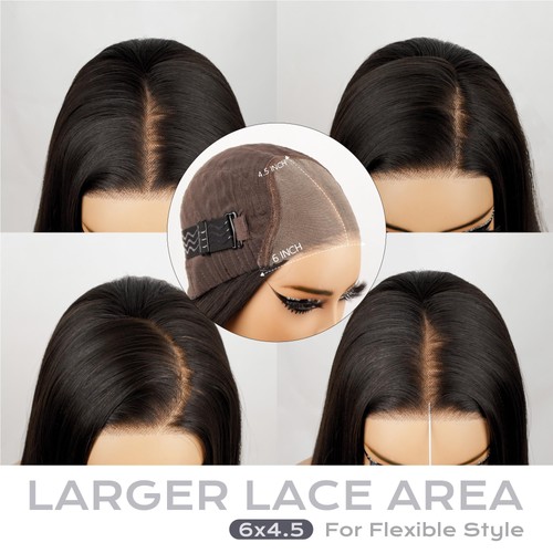 Synthetische Lace Front Kleberlose Perücke, vorgezupft vorgeschnitten 6x4,5 Lace leicht zu wecken... - Bild 4 von 7