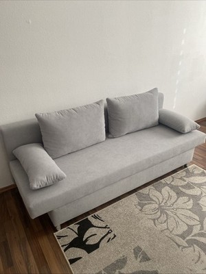 Schlafsofa - Grau Meliert - Webstoff - Staukasten