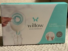 Willow Breast Pump Milk Containers 27mm 4oz 2 Pack New Sealed BPA Free Dishwash 