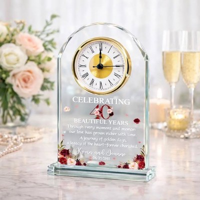 Personalized 40th Anniversary Acrylic Desk Clock Gift for Parents Grandparents