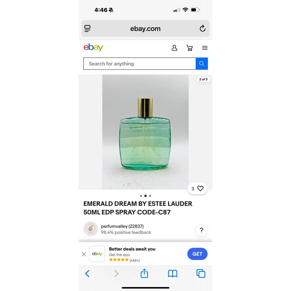 雅诗兰黛翡翠梦香水 1.7 液体 Ounce 无盒 — 第 3/4 张图片