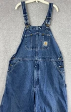 Carhartt Denim Bib Overalls Men's Workwear Carpenter Heavy Duty Blue 40X32