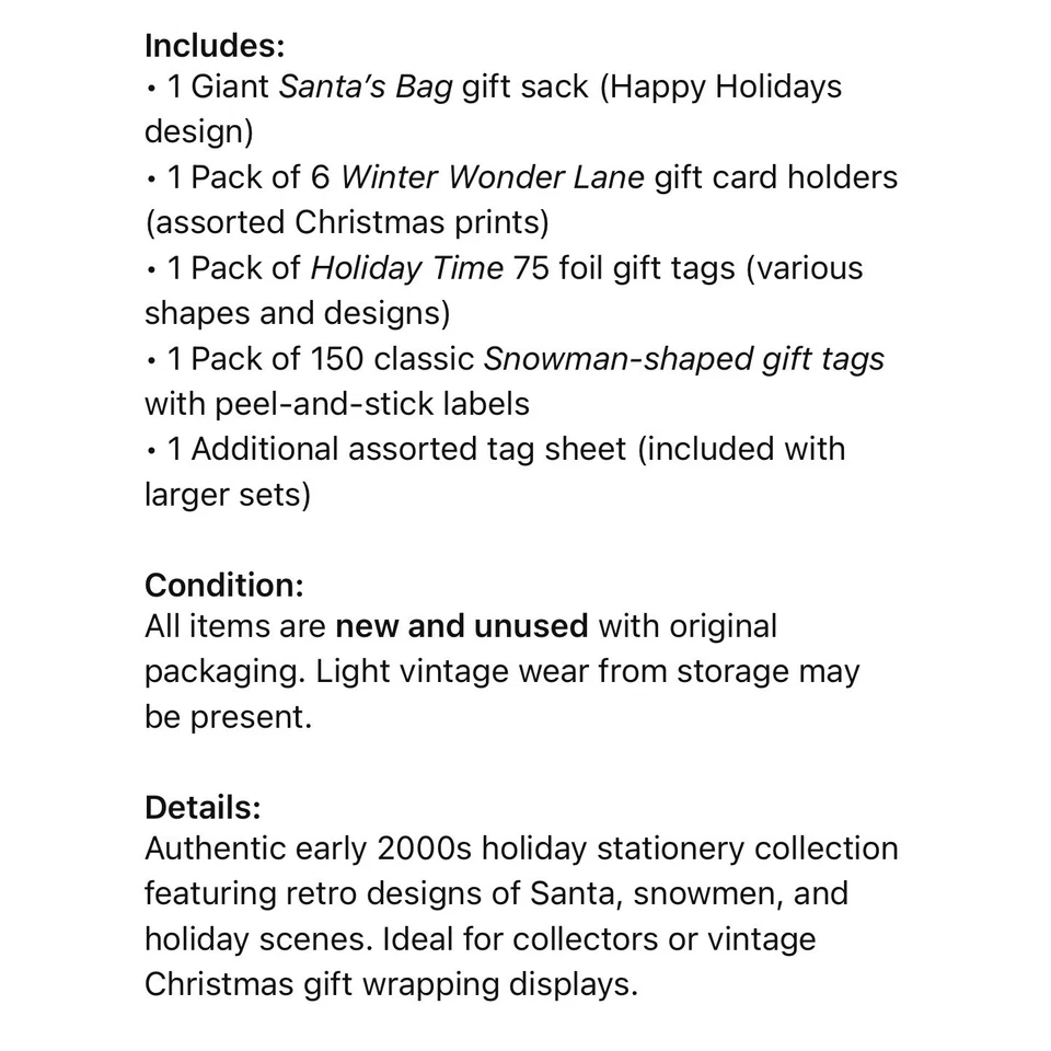 老式圣诞文具套装圣诞老人礼品袋卡片夹标签贴纸套装 — 第 2/4 张图片