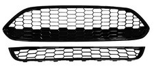 Für Ford Fiesta 6 Wabengrill oben unten Sport Frontgrill Schwarz Glanz 2013-2017