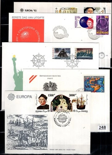 # POLAND, AUSTRIA, NETHERLANDS, MALTA 1992 - 5 FDC - SHIPS, COLUMBUS