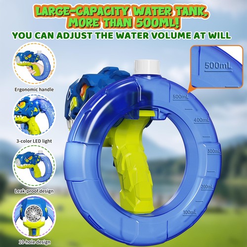 Dinosaur Bubble Machine Gun for Kids: Rechargeable Bubble Maker Blower Blaste... - Picture 4 of 8