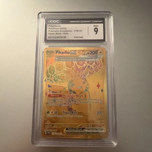 Pokémon Pikachu EX 179/131 Prismatic Evolutions Gold Hyper Rare - Cgc 9