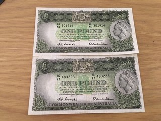 1 Pound 1954 Coombs/Wilson X 2 VF