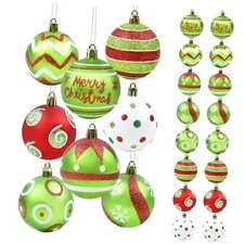 24pcs Christmas Ball Ornaments Glittering Elf Ball Ornaments for Christmas 