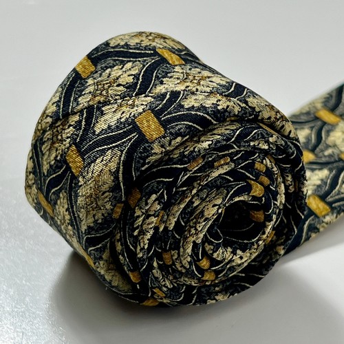Valentino Cravatte Vintage Men's Tie Made In Italy Grey Gold 100% Silk Necktie - Picture 8 of 8