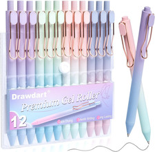 Smooth Writing Pens, 12 Pcs No Bleed  Smear, Black Ink Fine Point 0.5mm , Retr