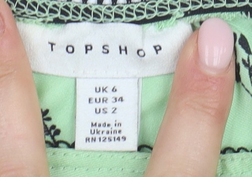 Topshop Damen grün Midi Blumen Rock Größe 6 - Bild 3 von 12