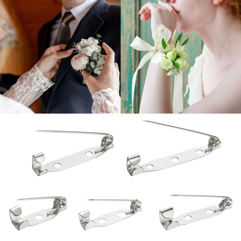 120 peças pino de barra de segurança 15 mm prata branca broche fecho pinos com furo para artesanato - Imagem 4 de 4