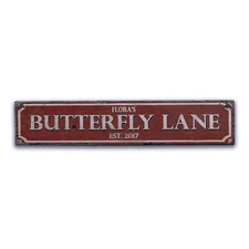 Custom Address/Location Butterfly - Rustic Handmade Vintage Wood Sign