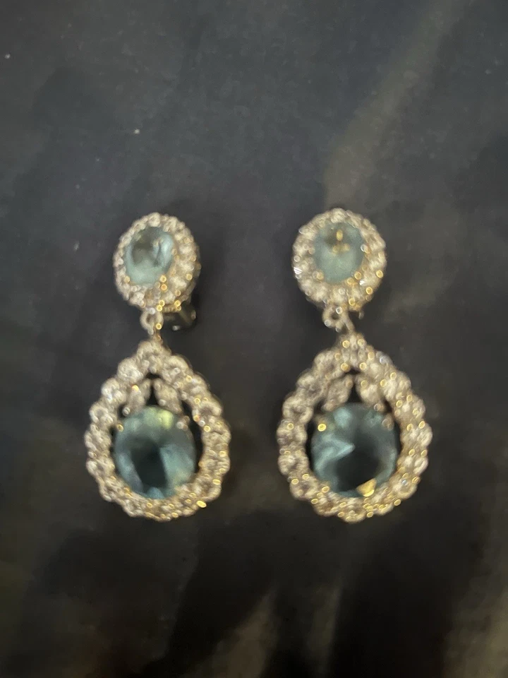 Pendientes Largos Susanne Summers Plata Blanca Y Azul Aguamarina Foto 4 de 4