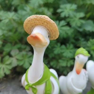 Strohhut Ente Skulptur handbemalt Ente Garten Statue für Hof