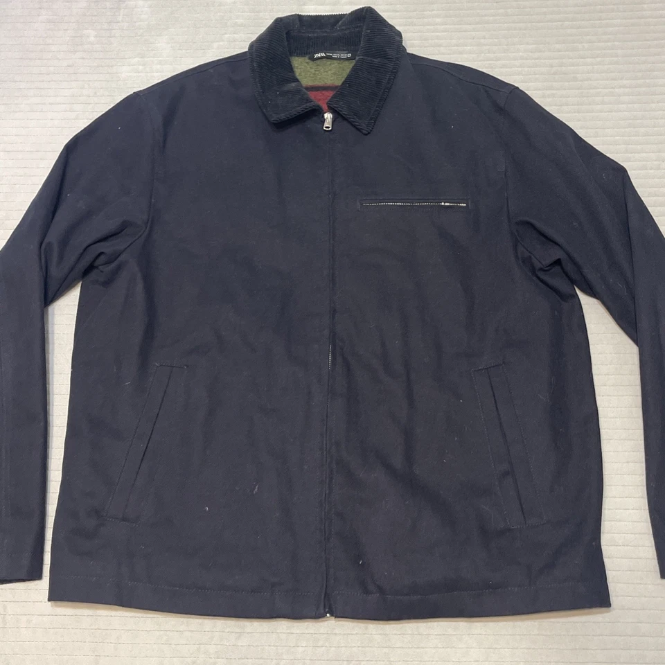 Zara Mens Fleece blanket Lined Black Parka chore jacket sz XL - Image 2 of 4