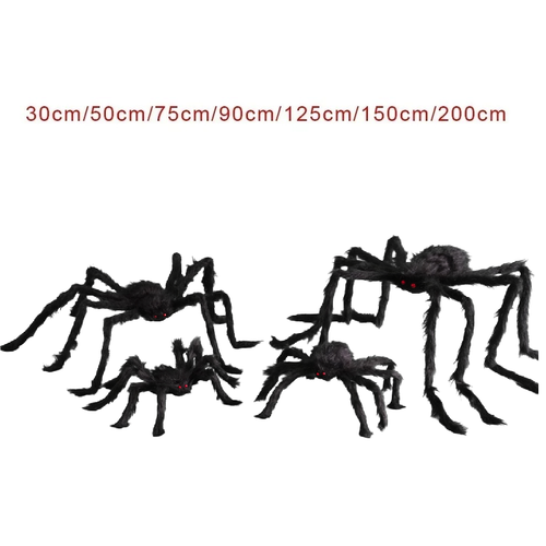 Riesige Plüsch schwarze Spinne Halloween Deko Requisite - Horror Outdoor Streich - 30cm bis 200cm - Bild 6 von 20