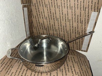 Emeril Stainless Copper Core 10'' Skillet 4Qt Sauté PanDeep W/Lid Induction Ready