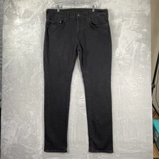 True Religion Jeans mens 38x34 Geno Relaxed Slim Fit Black Denim Pockets Stretch