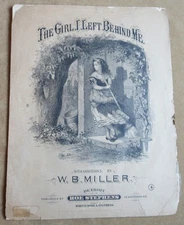 1866 Indian Wars The Girl I Left Behind Me Custer 7th Cavalry Song Sheet Music