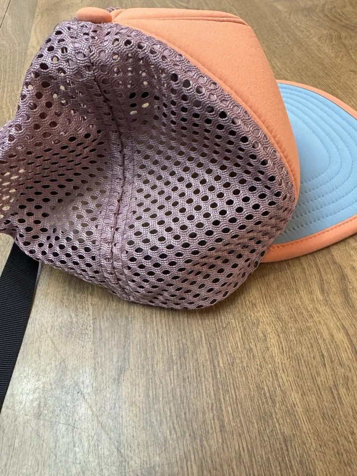 Patagonia Duckbill Trucker Hat Coral Pink Blue Adjustable Mesh - Image 4 of 4