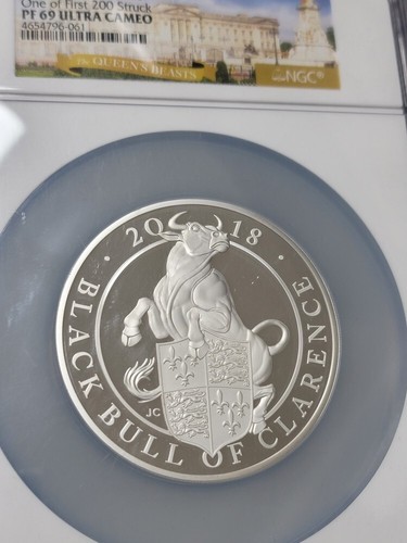 Great Britain 2018 Queens Beasts Black Bull Clarence 5oz Proof Silver Coin NGC 6 - Picture 3 of 9