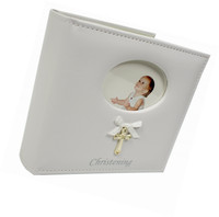 Leatherette Christening Photo Album With Cross And Ribbon Leatherette Christening Photo Album With Cross And Ribbon