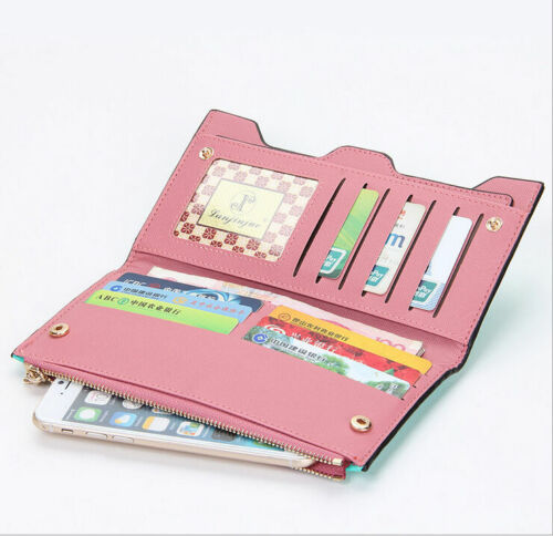 Para mujeres Largo Cuero Delgado Billetera Lindo Moño Cartera Multi ID Soporte para Tarjeta de Crédito Regalo - Imagen 10 de 37