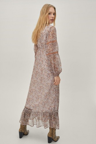 Nasty Gal Womens Paisley Plunge Midaxi Smock Dress UK 6 Runs Large NWT RRP £55 - Picture 4 of 10