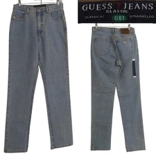 NEW Vintage Guess Classic Fit Stright Leg Light Blue Cotton Denim Jeans 29X34