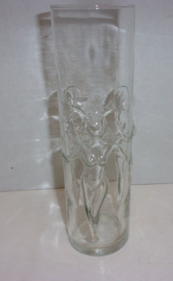 Vintage Libby Naked 3D Woman Drinking Glass Cocktail Glass 8 3/4'' Tall X 3'' Dia