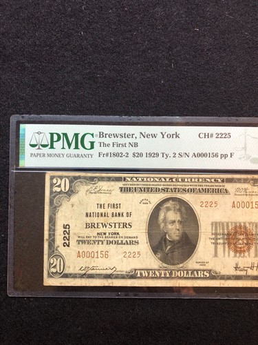 Brewster, New York Series 1929 $20.00 National Currency Bank Note, PMG 25 - Picture 2 of 6