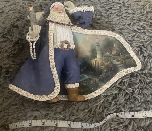 Thomas Kinkade Old World Santa Blue Holding Lighthouse 2004 Portrait Figure - Picture 6 of 6