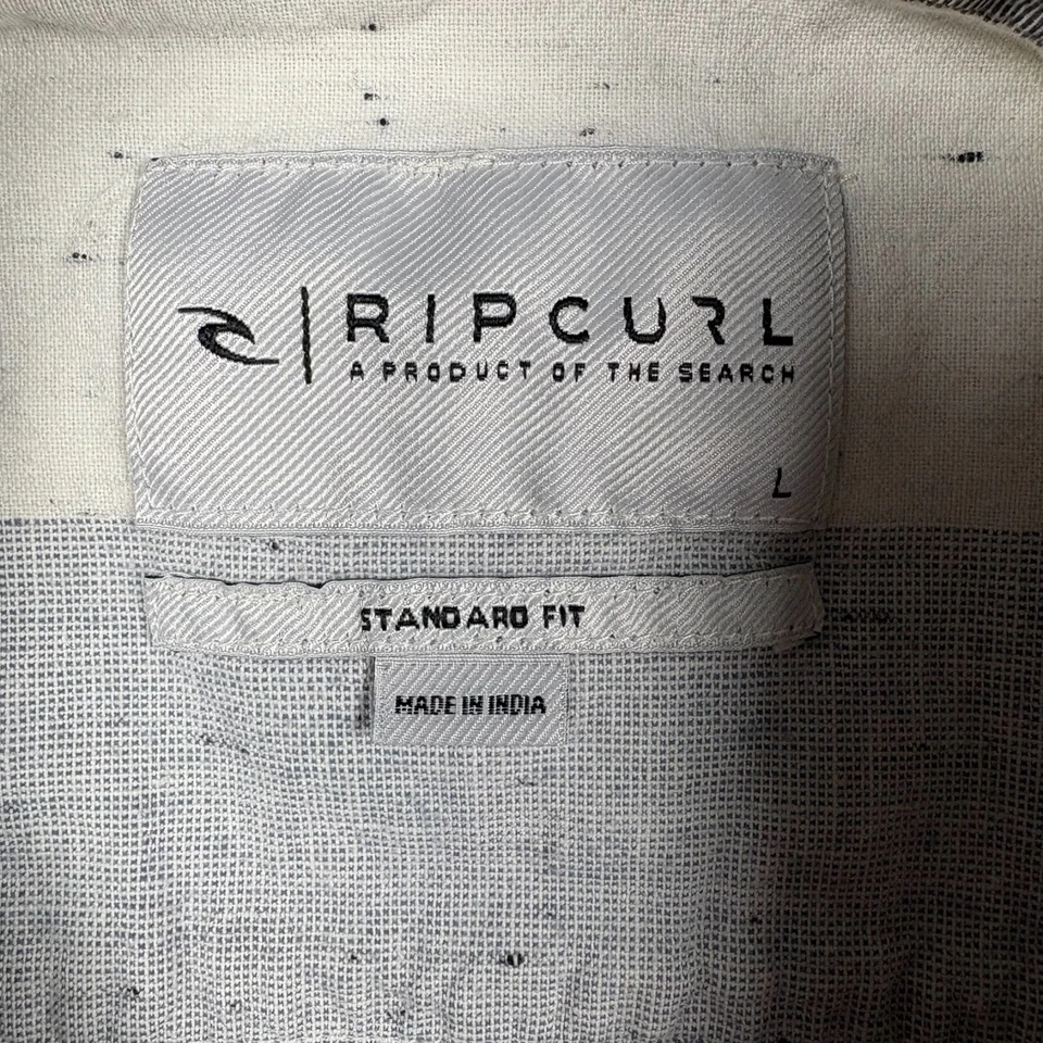Rip Curl Men's Shirt L Short Sleeve White Gray Red Striped Standard Fit Pocket - Image 4 of 4