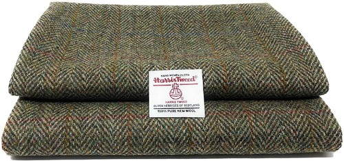 Harris Tweed Green Herringbone Fabric - 100% Pure Wool, Handwoven in Scotland - Picture 7 of 12