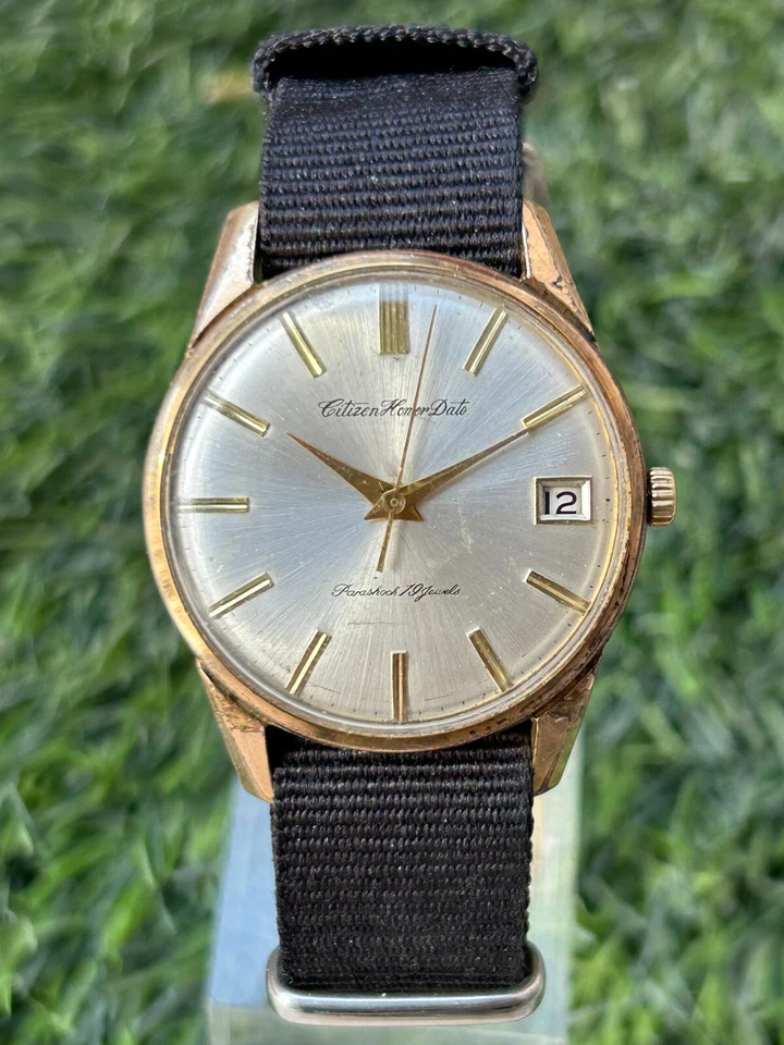 Reloj Pulsera Hombre Vintage Citizen Homer Fecha Parashock Cuerda Manual 19 Joyas Foto 2 de 4