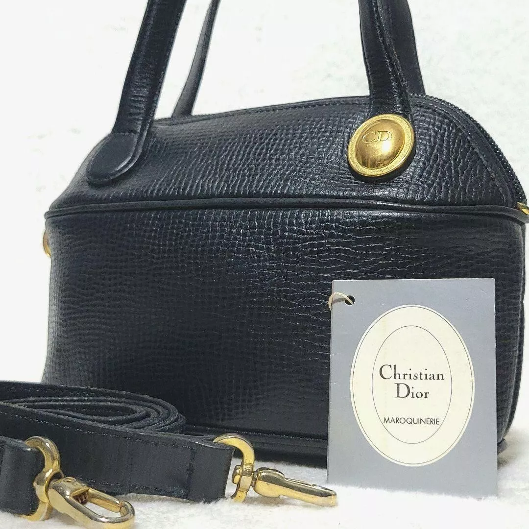 Sac à main bandoulière Christian Dior vintage 2 voies cuir noir livraison gratuite