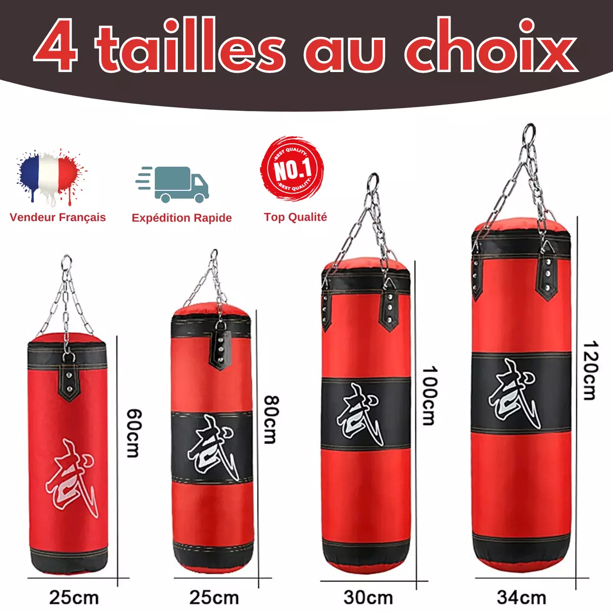 Sac de Frappe Punching Ball Entrainement Equipement Boxe Sport Combat Pas  Cher