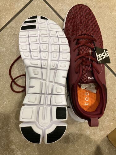 Tesla Men's Knit Pattern Sports Runnin TF-X574-BGD (SIZE MEN 9.5) Burgundy - Picture 4 of 12