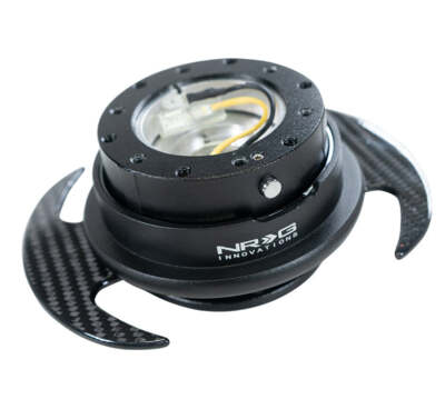 NRG Steering Wheel Quick Release Kit Gen 3.0 Black Body with Carbon Fiber Paddle