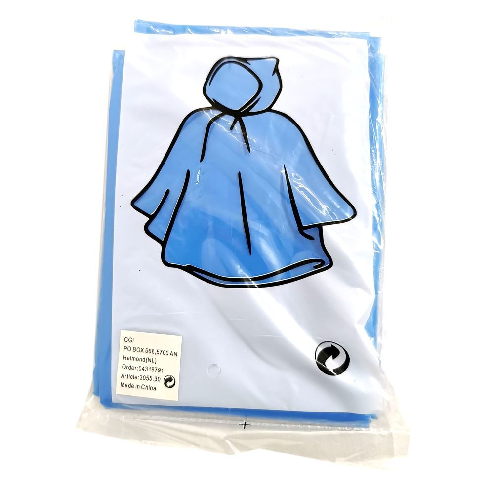 Disposable Festival Poncho Adult - Mid Blue