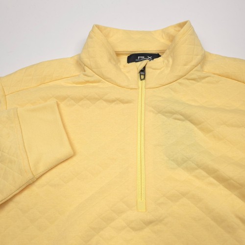 $168 RLX Ralph Lauren Amarillo Acolchado Doble Punto Cuarto Cremallera Pullover Para Hombres XL - Imagen 3 de 10