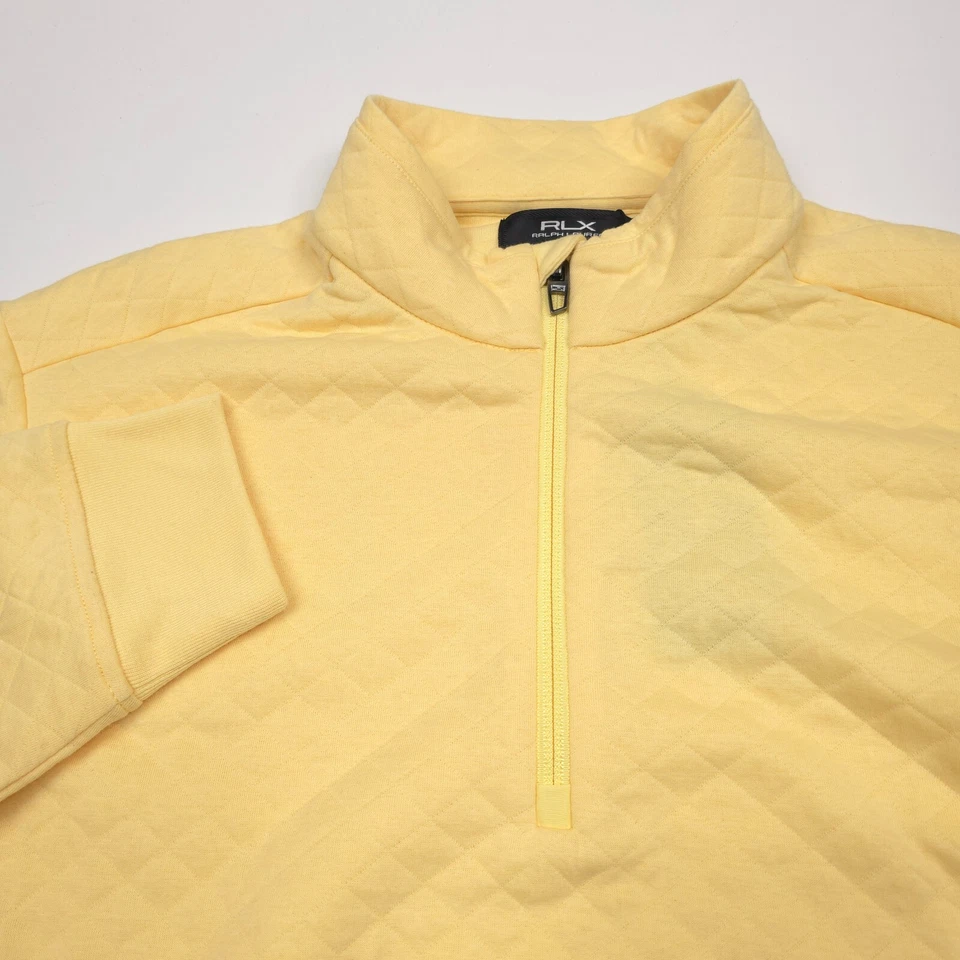 $168 RLX Ralph Lauren Amarillo Acolchado Doble Punto Cuarto Cremallera Pullover Para Hombres XL Foto 3 de 4