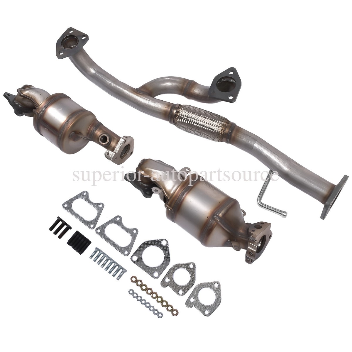 For Honda Accord 3.5L Flex Pipe &amp; Bank1/Bank2 Catalytic Converters 