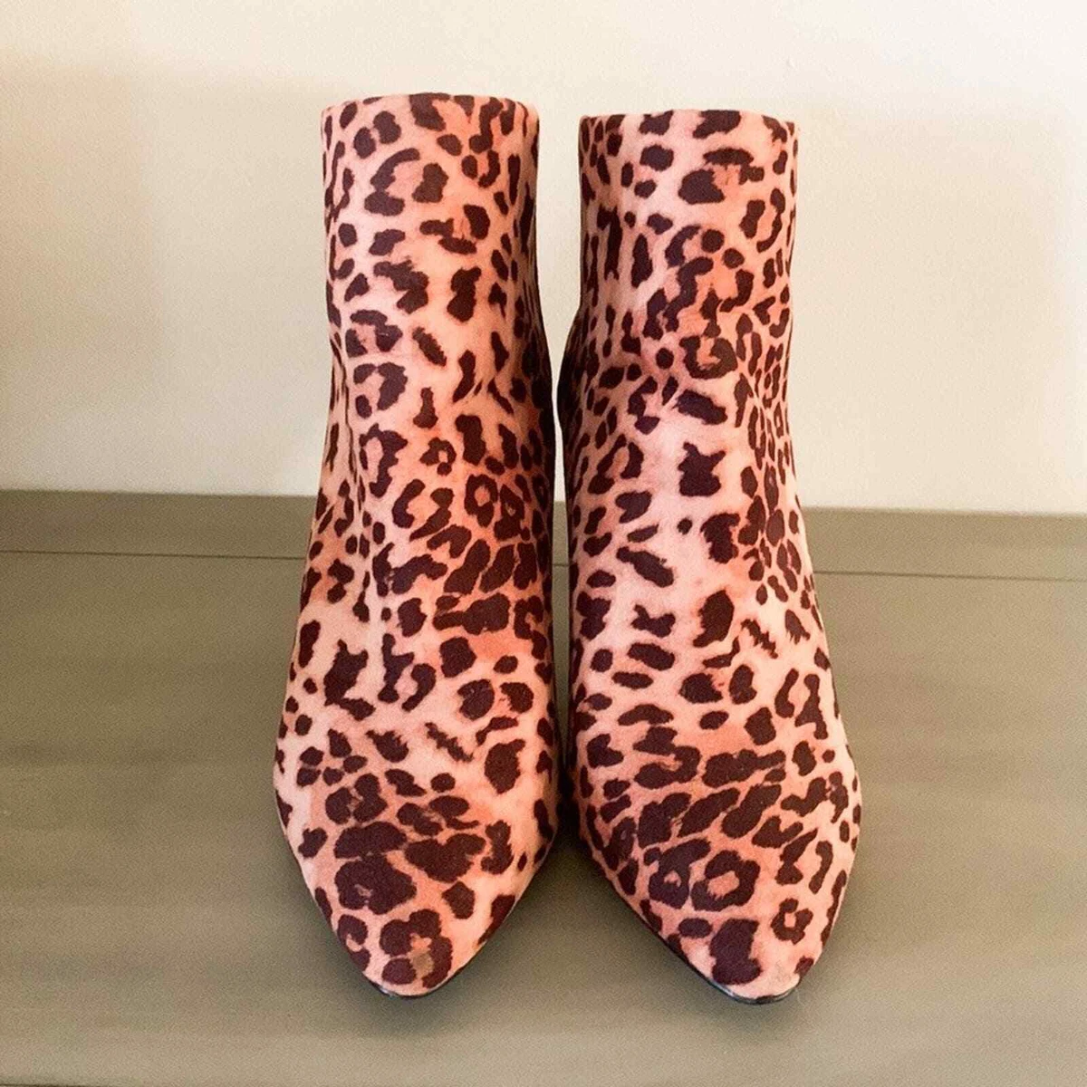Express Leopard Animal Print Heeled Ankle Booties sz 8 eBay