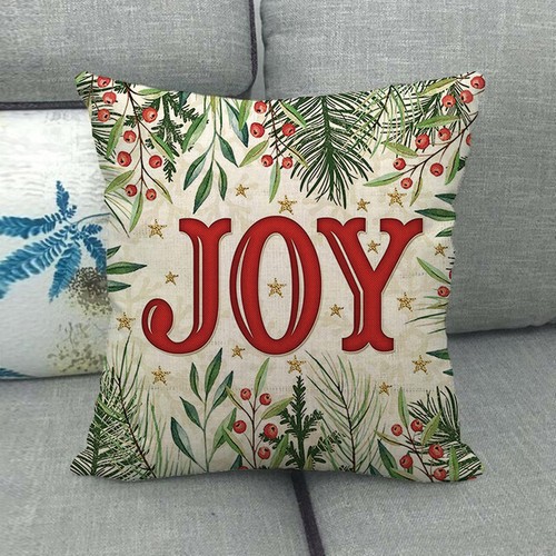 Christmas Peace Joy Love Happy Year Blessing Gift Pillow Case Sofa Cushion Cover - Picture 35 of 49